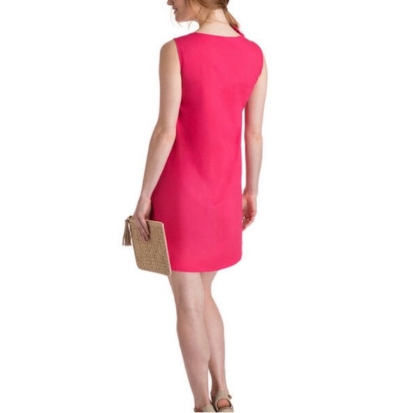VINEYARD VINES 144th Kentucky Derby Hot Pink Cotton Side Ruffle Sheath Dress XS - Picture 3 of 13